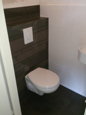 Badkamer met toilet en wastafel